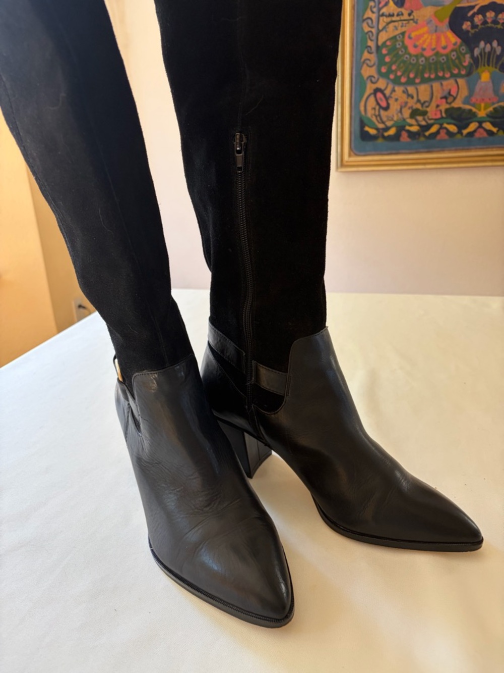 Black Knee-High Leather Boots